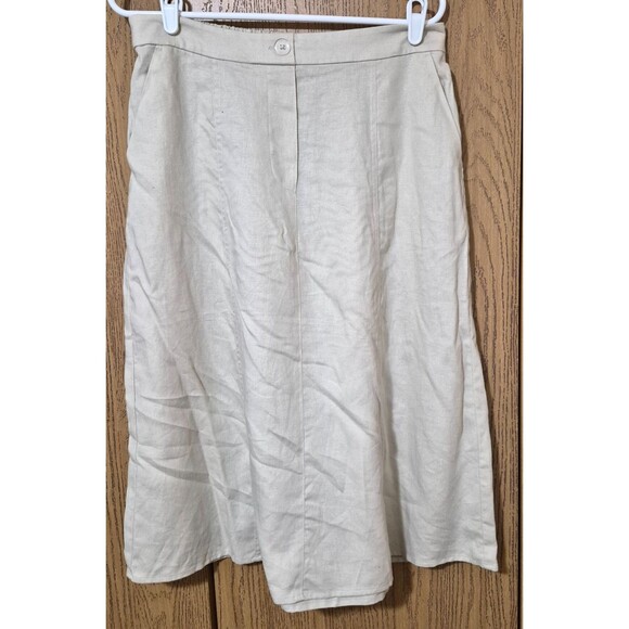 Ophelia Roe Dresses & Skirts - Ophelia Roe Women's Beige Mid Length Linen Skirt Elastic Waist M NWT